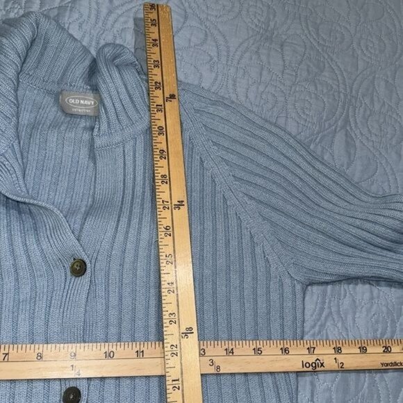 Old Navy Collection Light Blue Ribbed Button-Down Cardigan Sweater Dress M - Picture 5 of 5